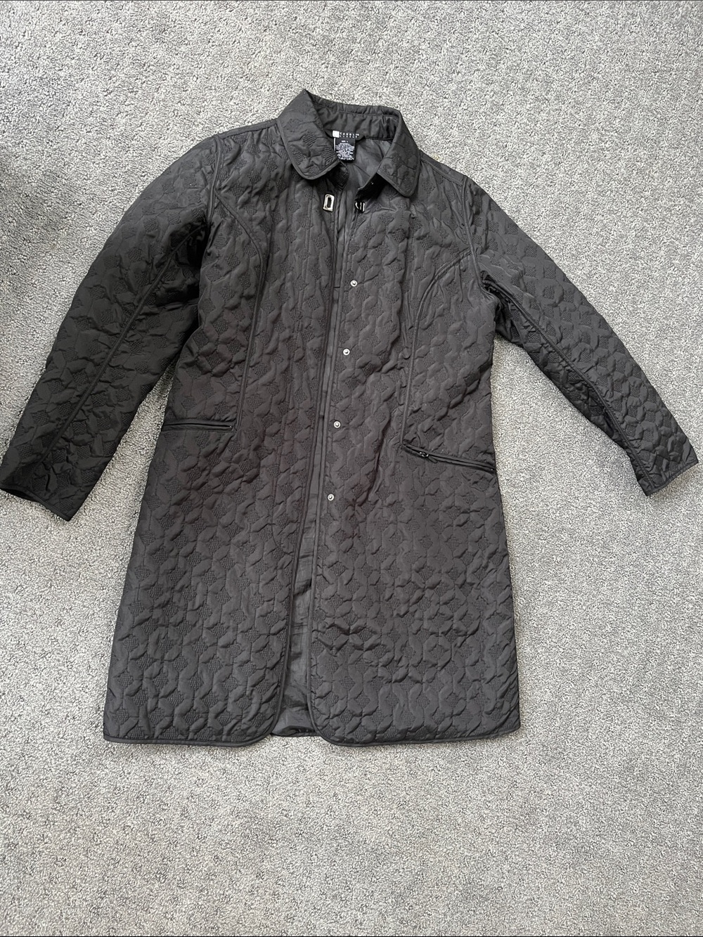 Quilted Black Long Coat Jacket